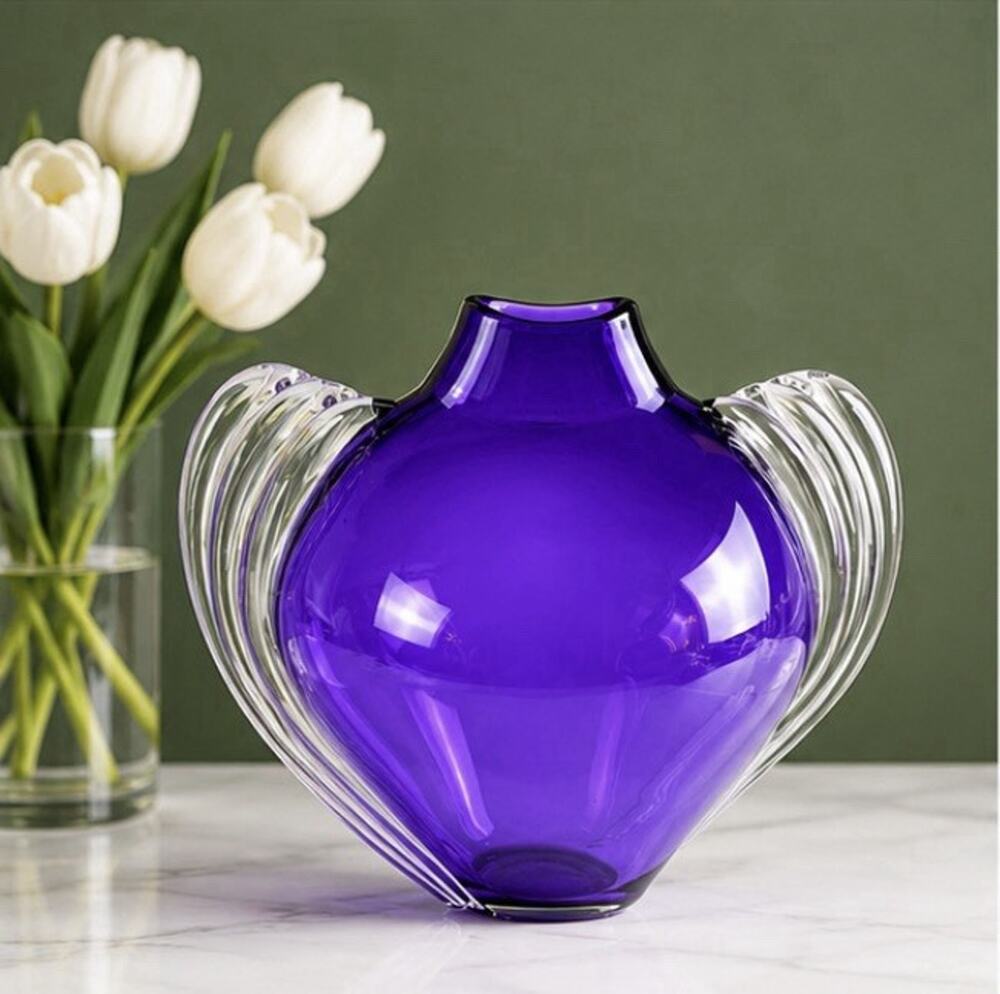 Original Vitrix Thomas Buechner III Signed Art Glass Vase 1996 Amethyst 8”